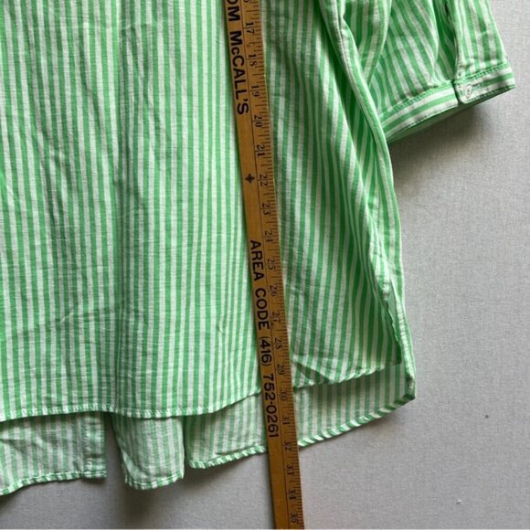 ERFO PURE Cotton Linen Green Striped Long Sleeve tunic shirt Sz 2XL - Picture 10 of 10